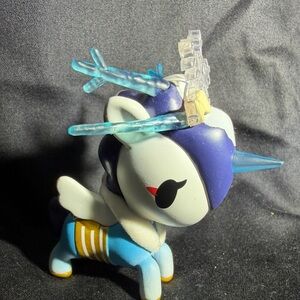 tokidoki White Blue Purple Unicorn Figure with Gold Details